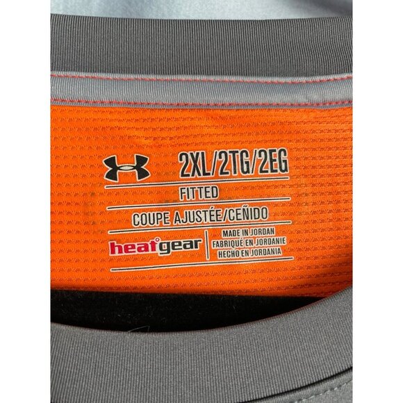 UNDER ARMOUR 2015 MEN'S HEATGEAR GRAY/ORANGE CAMO SS FITTED PERFORMANCE TEE SZ 2 - Picture 5 of 6